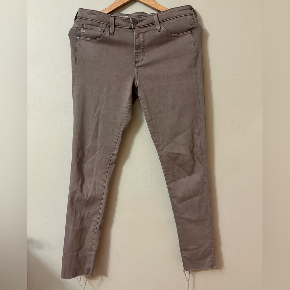 AG Adriano Goldshmied legging ankle raw hem jean taupe 28R
